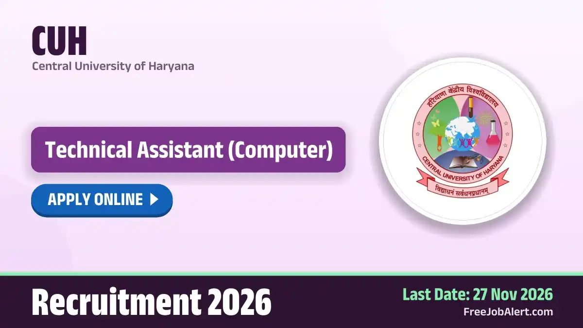 CUH Technical Assistant Recruitment 2026 – Apply Online CUH Technical Assistant Recruitment 2026 – Apply Online
