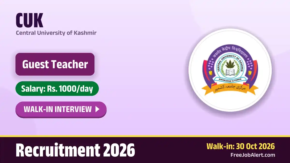 CUK Guest Teacher Recruitment 2026 – Walkin