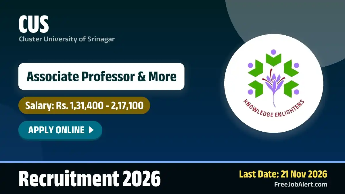 CUS Faculty Recruitment 2026 – Apply Online for 22 Professor, Associate Professor Posts