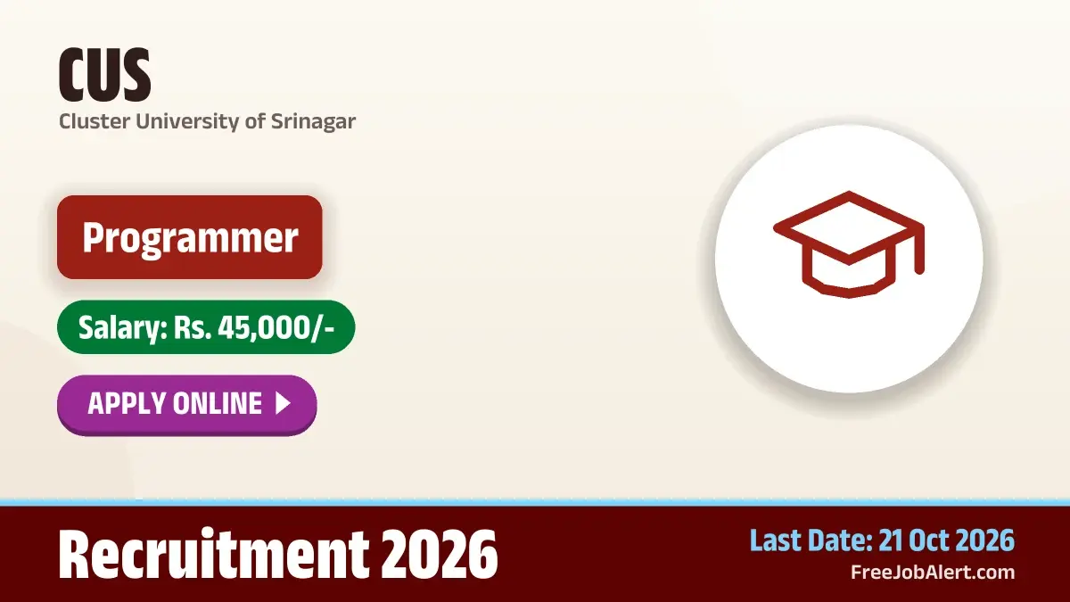 CUS Programmer Recruitment 2026 – Apply Online CUS Programmer Recruitment 2026 – Apply Online