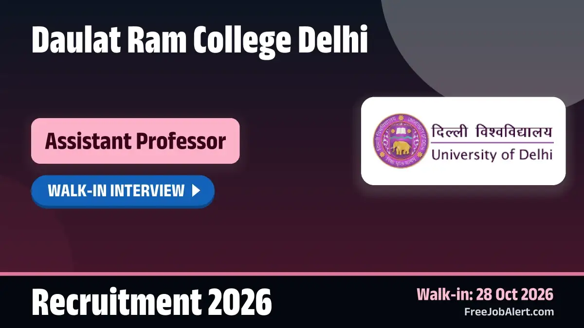 Daulat Ram College Delhi Assistant Professor Recruitment 2026 – Walkin