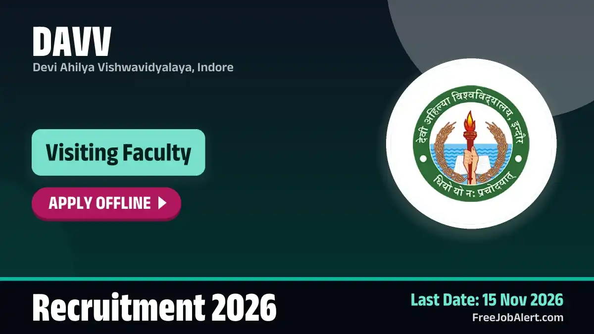 DAVV Visiting Faculty Recruitment 2026 – Apply Offline DAVV Visiting Faculty Recruitment 2026 – Apply Offline