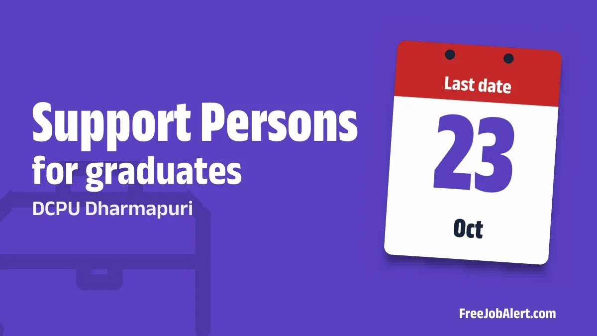 DCPU Dharmapuri Support Person Recruitment 2026 – Apply Offline