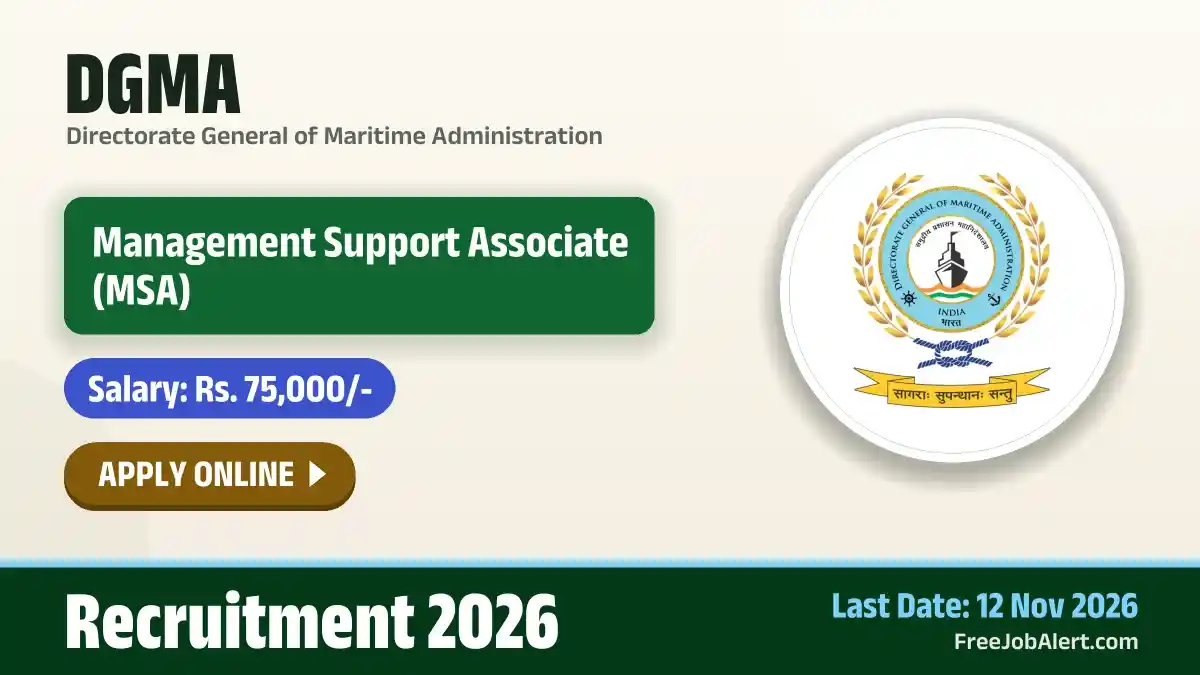DGMA Management Support Associate Recruitment 2026 – Apply Online for 30 Posts