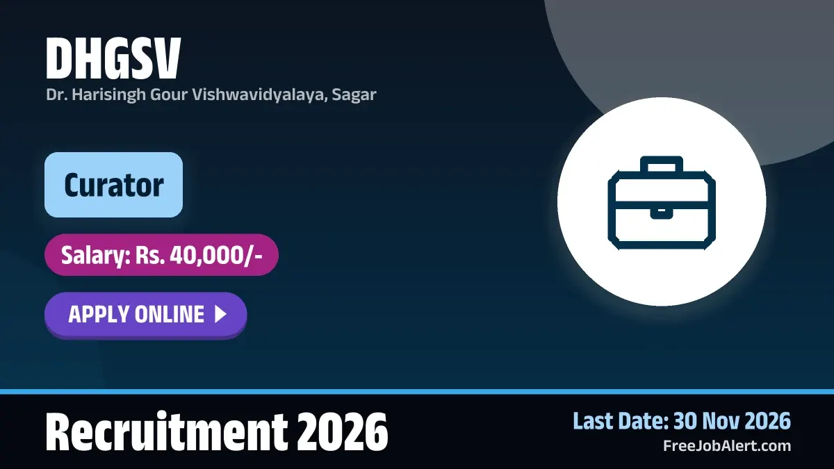 DHGSV Curator Recruitment 2026 – Apply Online