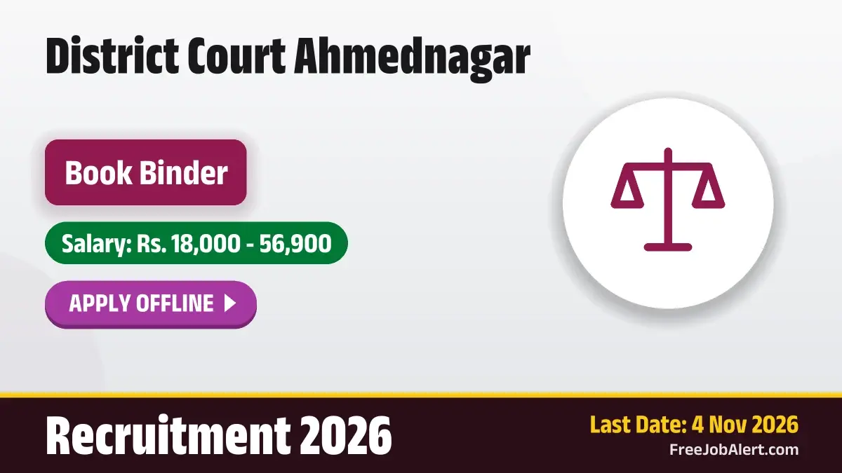 District Court Ahmednagar Book Binder Recruitment 2026 – Apply Offline