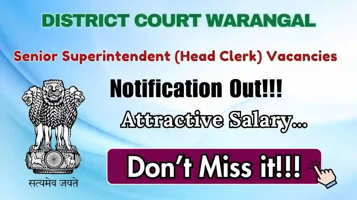 District Court Warangal Senior Superintendent Recruitment 2026 - Apply Offline