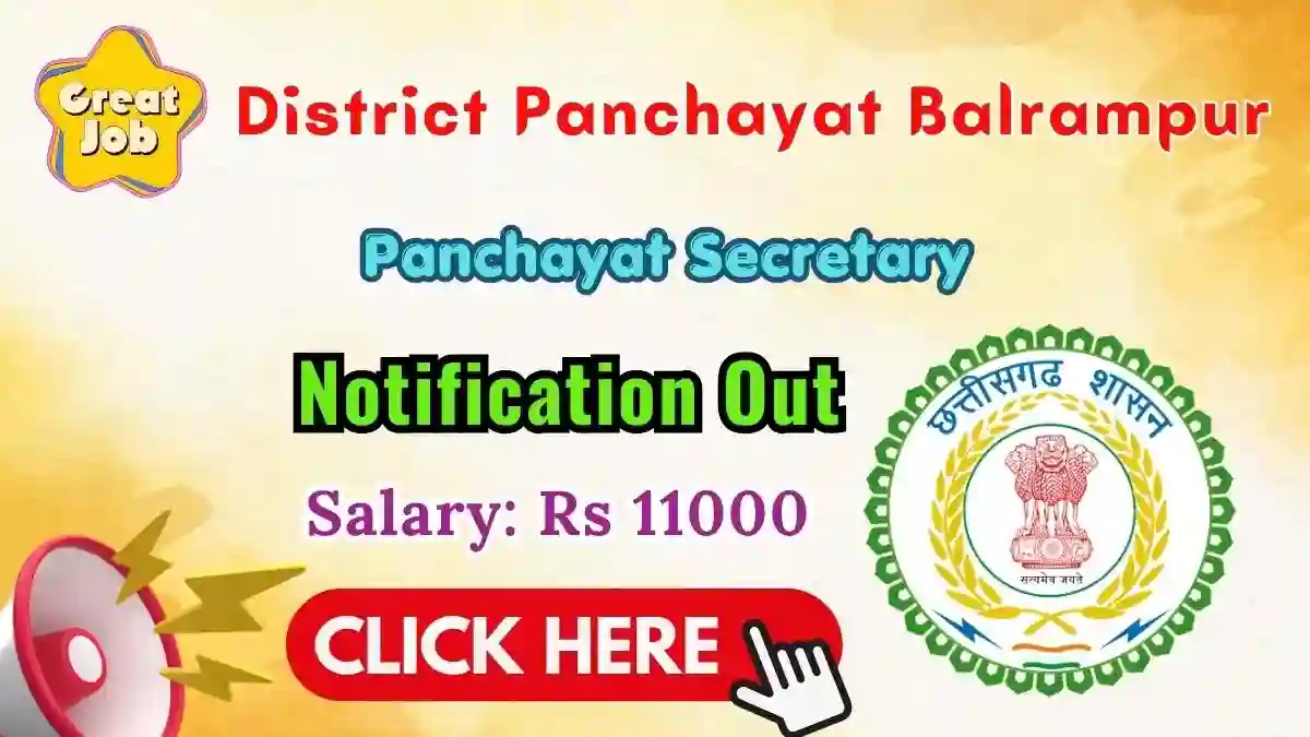 District Panchayat Balrampur Panchayat Secretary Recruitment 2026 - Apply Offline for 10 Posts