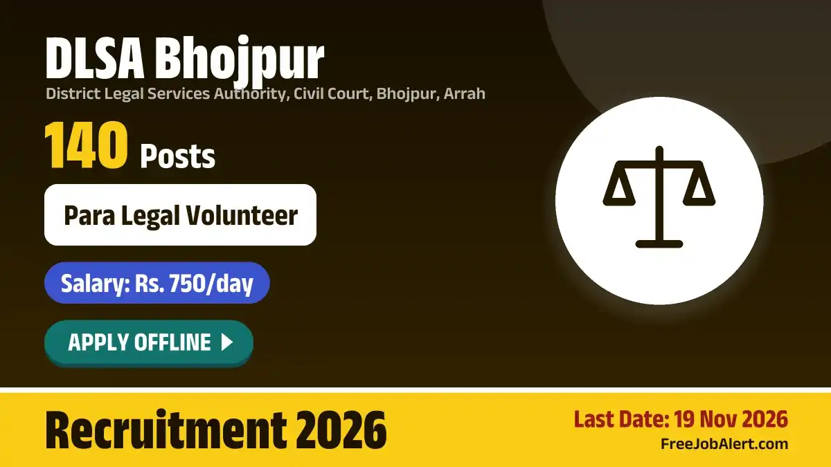 DLSA Bhojpur Para Legal Volunteer Recruitment 2026 – Apply Offline for 140 Posts DLSA Bhojpur Para Legal Volunteer Recruitment 2026 – Apply Offline for 140 Posts