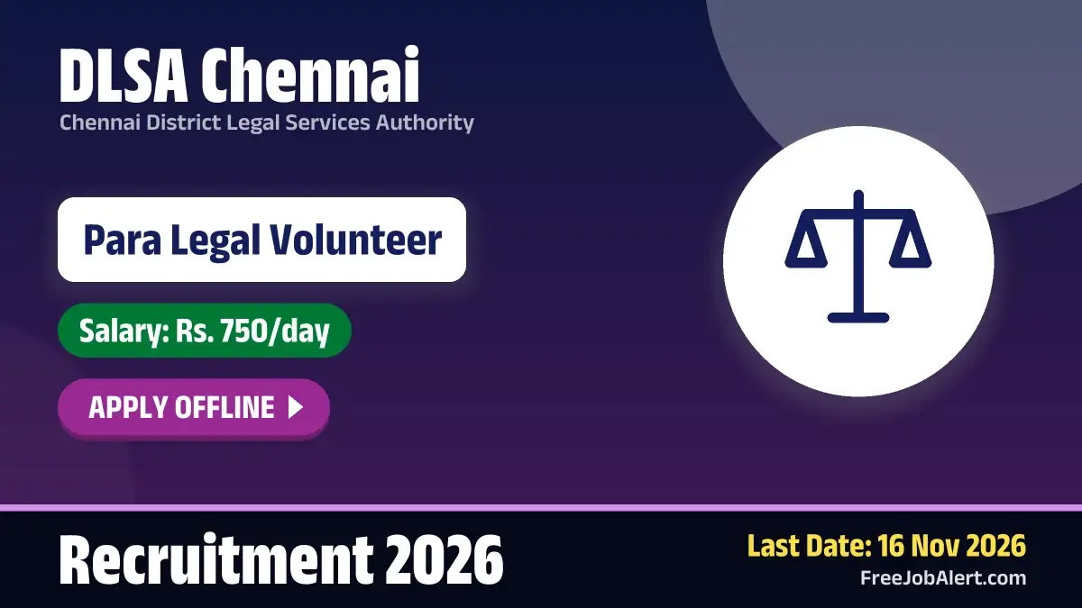 DLSA Chennai Para Legal Volunteer Recruitment 2026 – Apply Offline