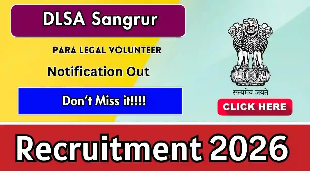DLSA Sangrur Para Legal Volunteer Recruitment 2026 - Apply Offline DLSA Sangrur Para Legal Volunteer Recruitment 2026 - Apply Offline