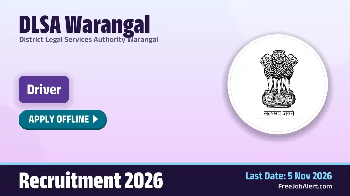 DLSA Warangal Driver Recruitment 2026 – Apply Offline