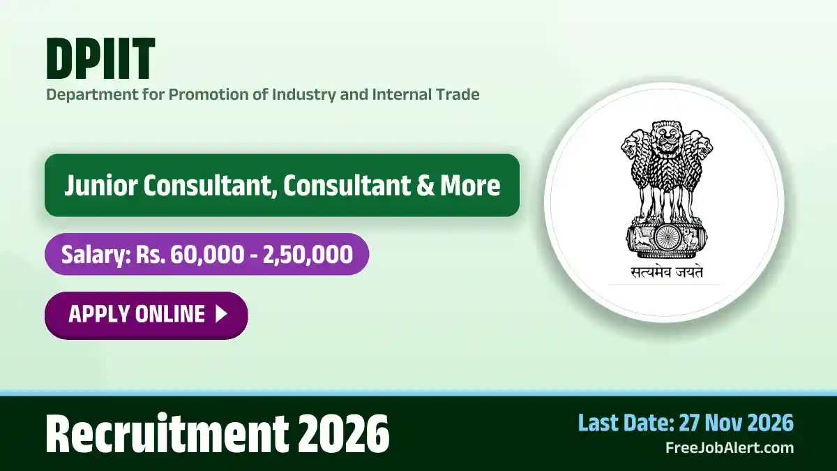 DPIIT Recruitment 2026 – Apply Online for 13 Junior Consultant, Consultant Posts DPIIT Recruitment 2026 – Apply Online for 13 Junior Consultant, Consultant Posts