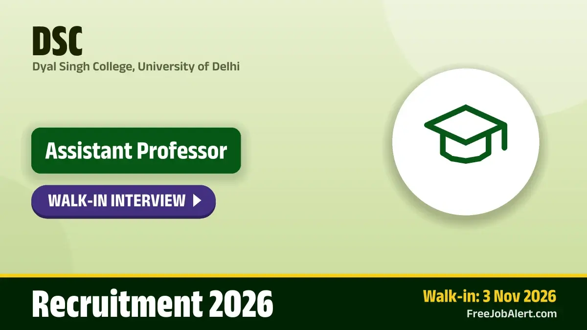 DSC Assistant Professor Recruitment 2026 – Walkin