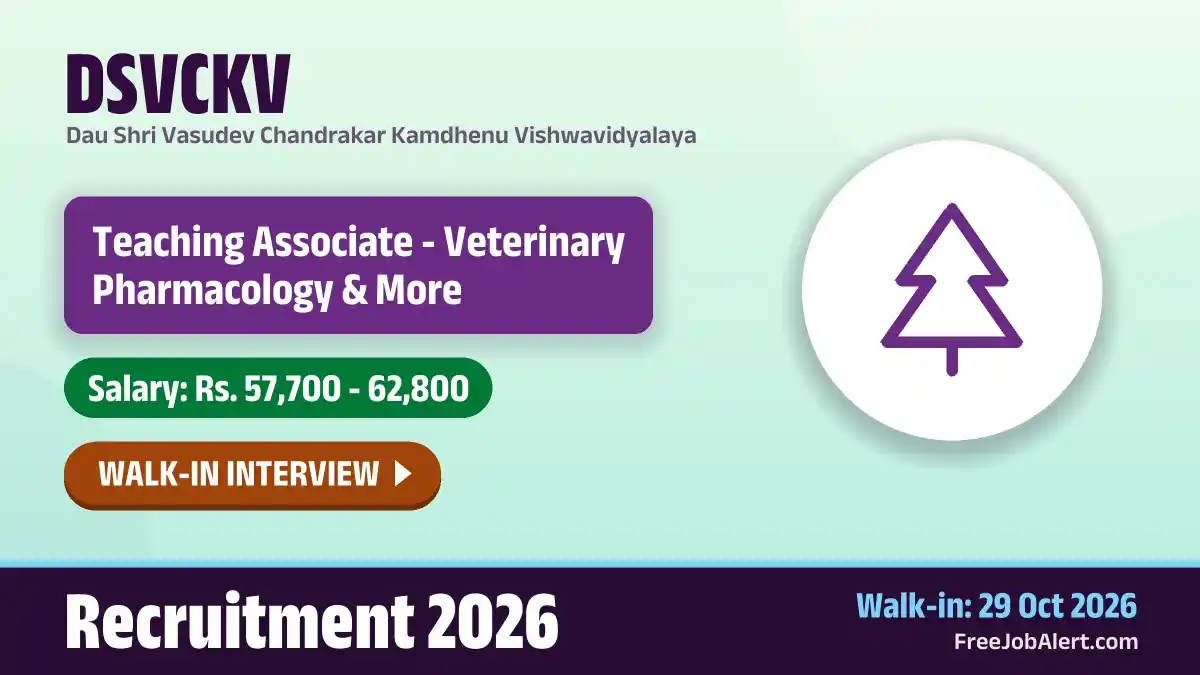 DSVCKV Teaching Associate Recruitment 2026 – Walkin for 10 Posts DSVCKV Teaching Associate Recruitment 2026 – Walkin for 10 Posts