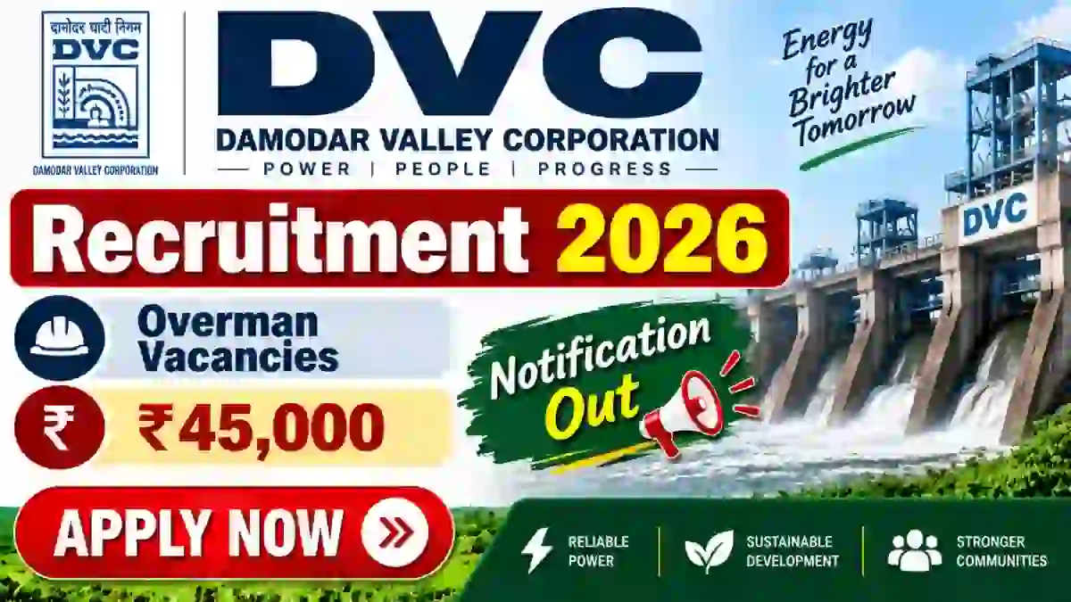DVC Overman Recruitment 2026 - Apply Online for 09 Posts
