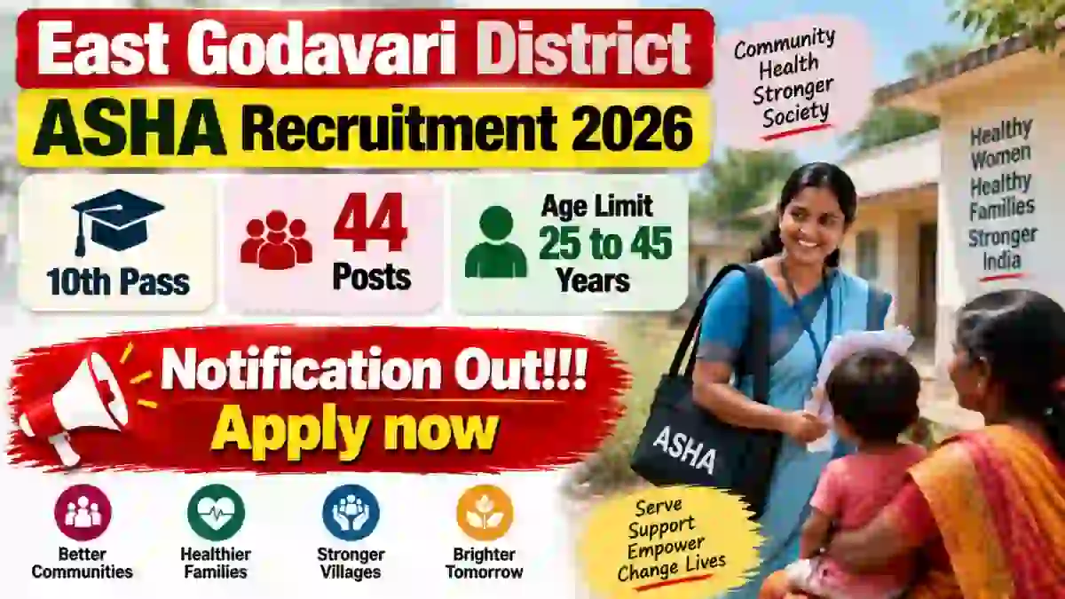 East Godavari District ASHA Recruitment 2026 - Apply Offline for 44 Posts