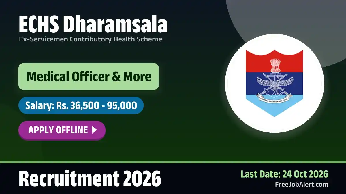 ECHS Dharamsala Recruitment 2026 – Apply Offline for Medical Officer, Lab Assistant Posts