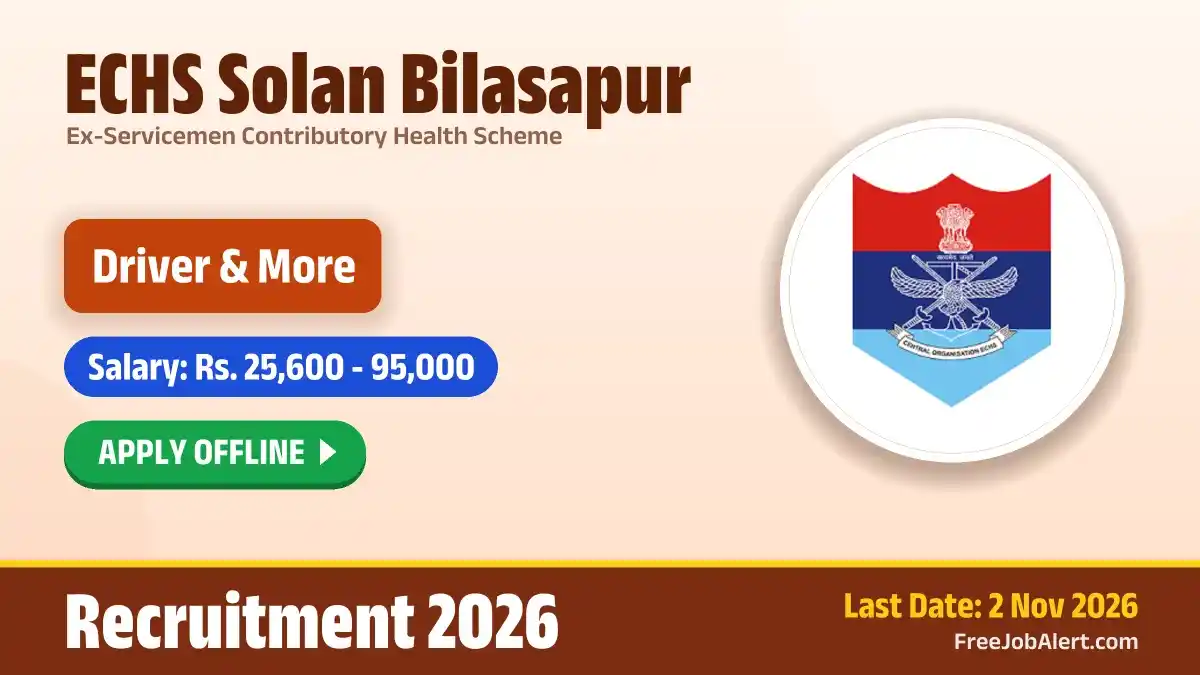 ECHS Solan Bilasapur Recruitment 2026 – Apply Offline for Driver, Medical Officer and More Posts