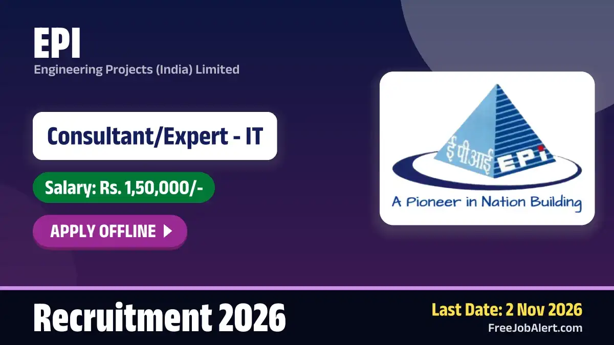EPI Consultant/ Expert Recruitment 2026 – Apply Offline