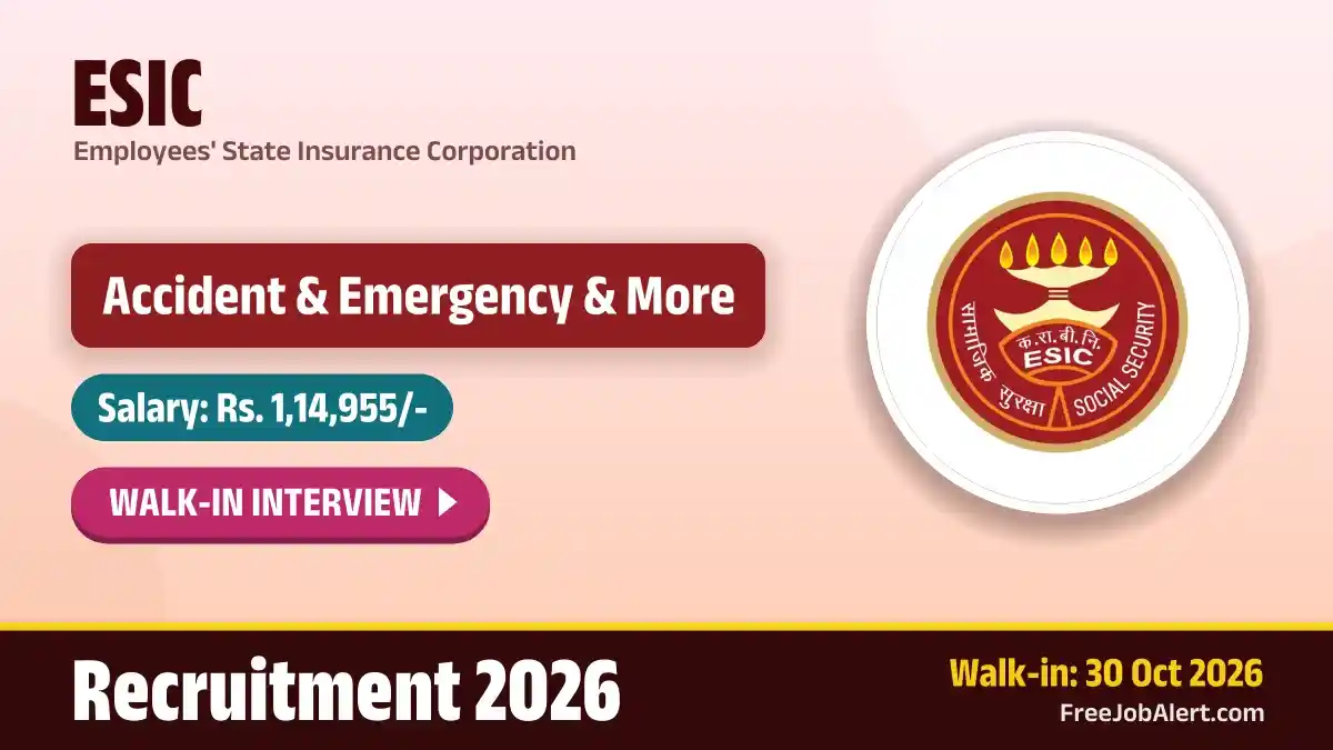 ESIC Senior Resident Recruitment 2026 – Walkin