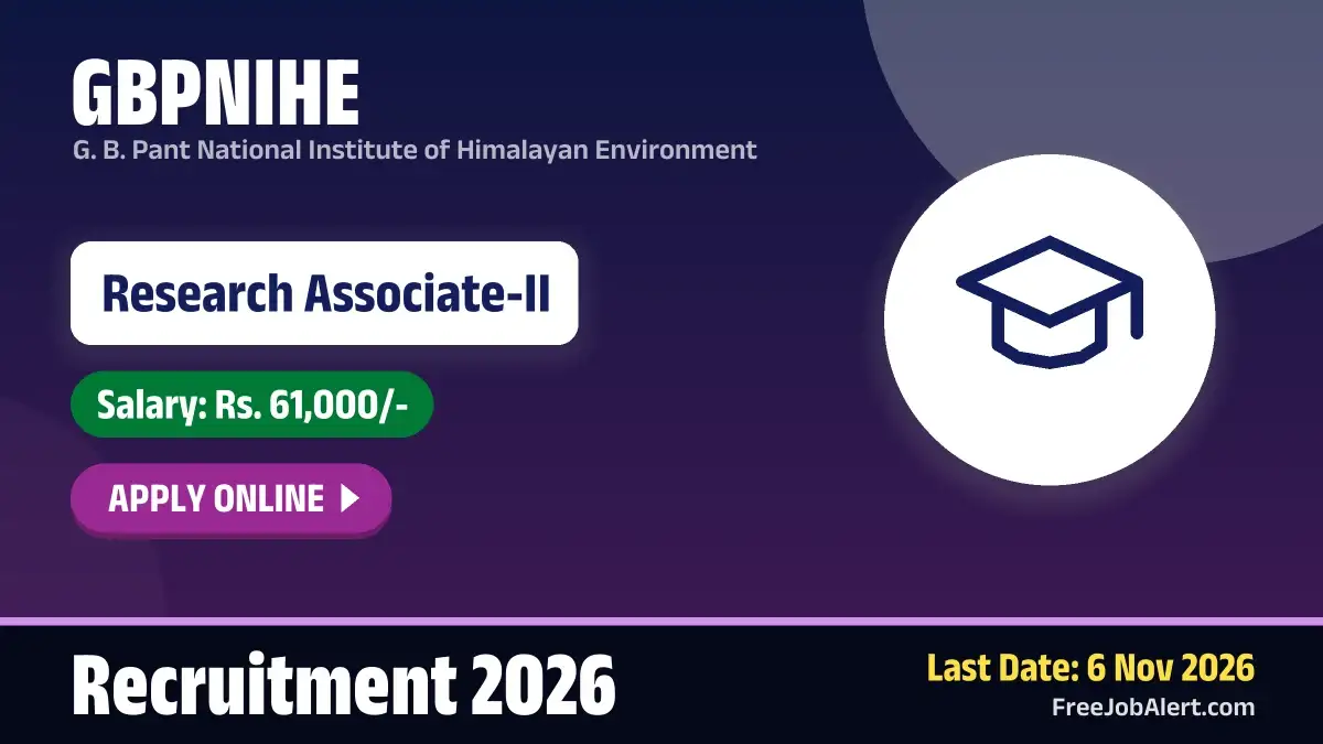 GBPNIHE Research Associate II Recruitment 2026 – Apply Online GBPNIHE Research Associate II Recruitment 2026 – Apply Online