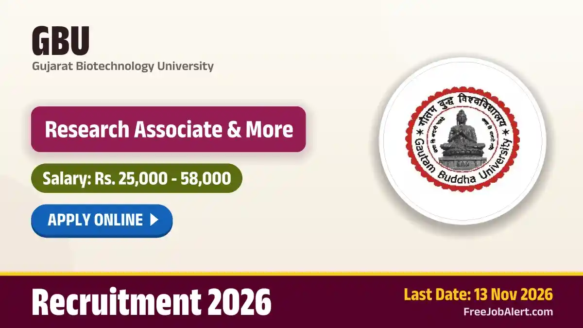 GBU Recruitment 2026 – Apply Online for 2 Research Associate, Project Associate Posts