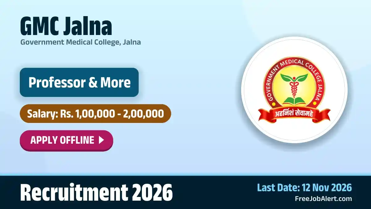 GMC Jalna Recruitment 2026 – Apply Offline for 20 Professor, Associate Professor and More Posts