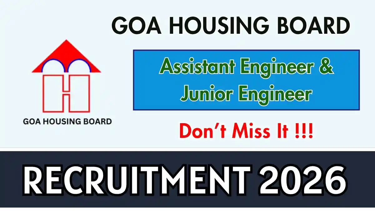 Goa Housing Board Recruitment 2026 – Apply Offline for Assistant Engineer, Junior Engineer Posts