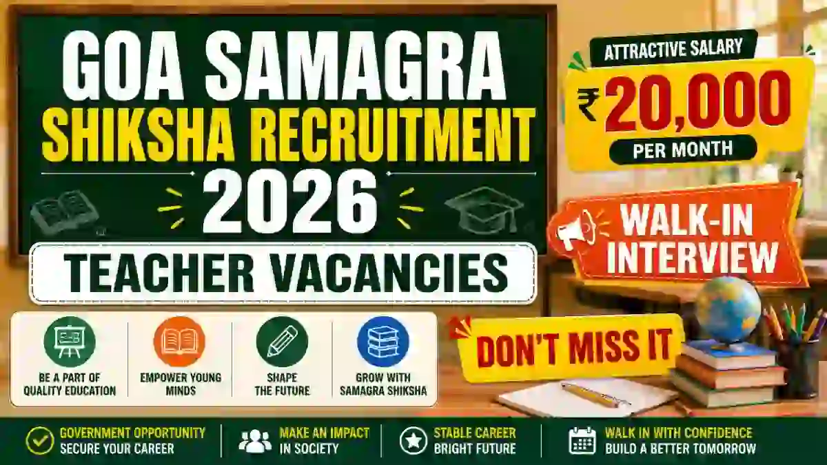 Goa Samagra Shiksha Teacher Recruitment 2026 – Walk in for 78 Posts