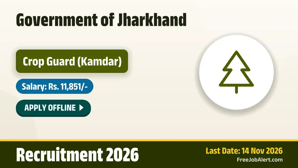 Government of Jharkhand Crop Guard Recruitment 2026 – Apply Offline for 8 Posts