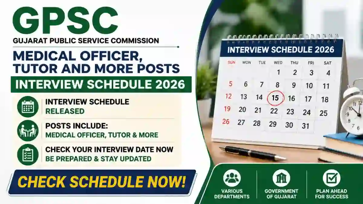 GPSC Interview Schedule 2026 Out - Check Interview Date for MO, Gujarat Medical Service Posts