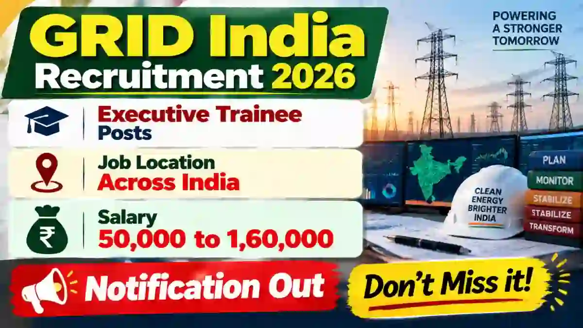 GRID India Executive Trainee Recruitment 2026 - Apply Online for 52 Posts
