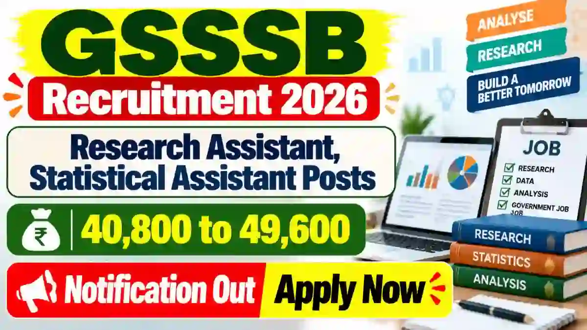 GSSSB Recruitment 2026 - Apply Online for 41 Research Assistant, Statistical Assistant Posts