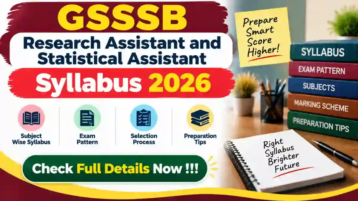 GSSSB Syllabus 2026 - Check Research Assistant & Statistical Assistant Exam Pattern at gsssb.gujarat.gov.in