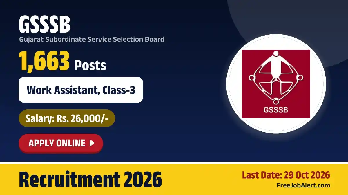 GSSSB Work Assistant Recruitment 2026 - Apply Online for 1663 Class 3 Posts