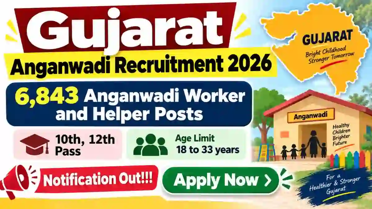 Gujarat Anganwadi Recruitment 2026 Notification Out - Apply Online for 6,843 Anganwadi Worker and Helper Posts
