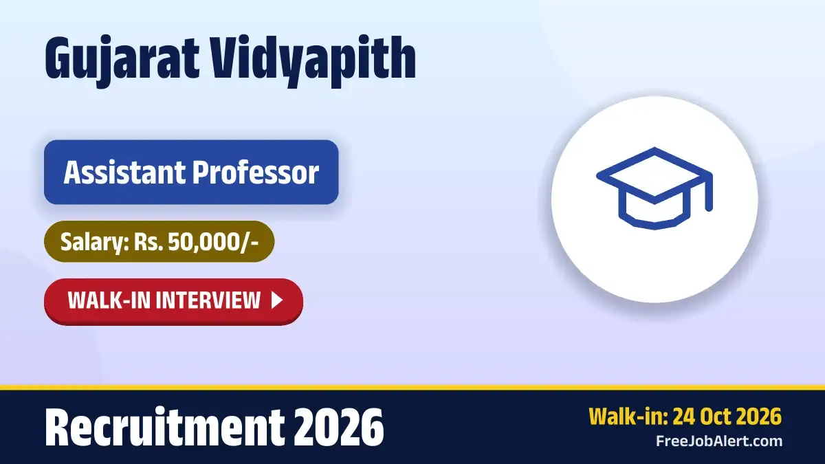 Gujarat Vidyapith Assistant Professor Recruitment 2026 – Walkin Gujarat Vidyapith Assistant Professor Recruitment 2026 – Walkin