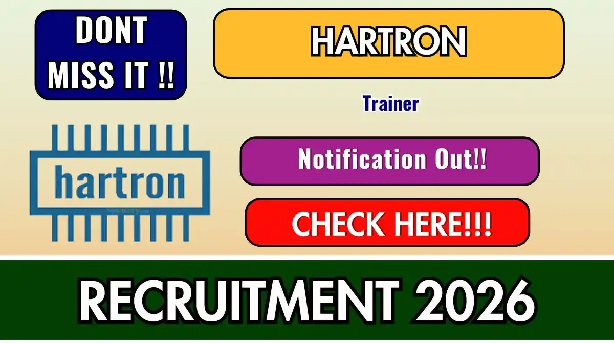 HARTRON Trainer Recruitment 2026 - Apply Online for 12 Posts