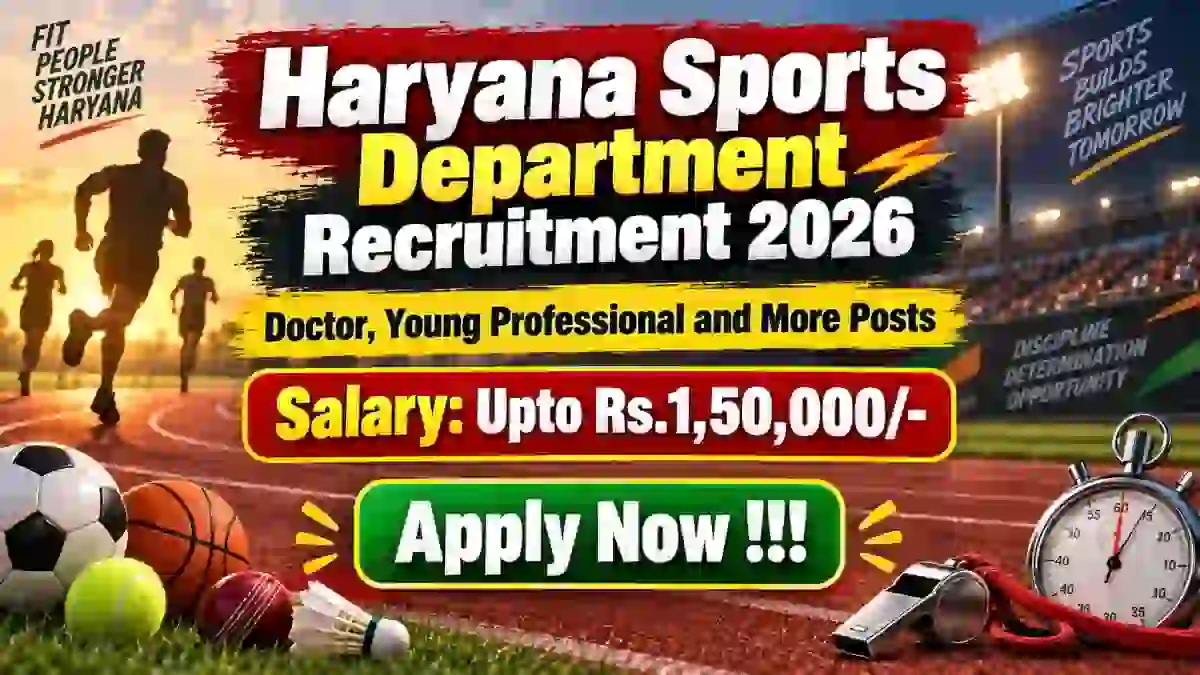 Haryana Sports Department Recruitment 2026 - Apply Offline for Doctor, Young Professional and More Posts