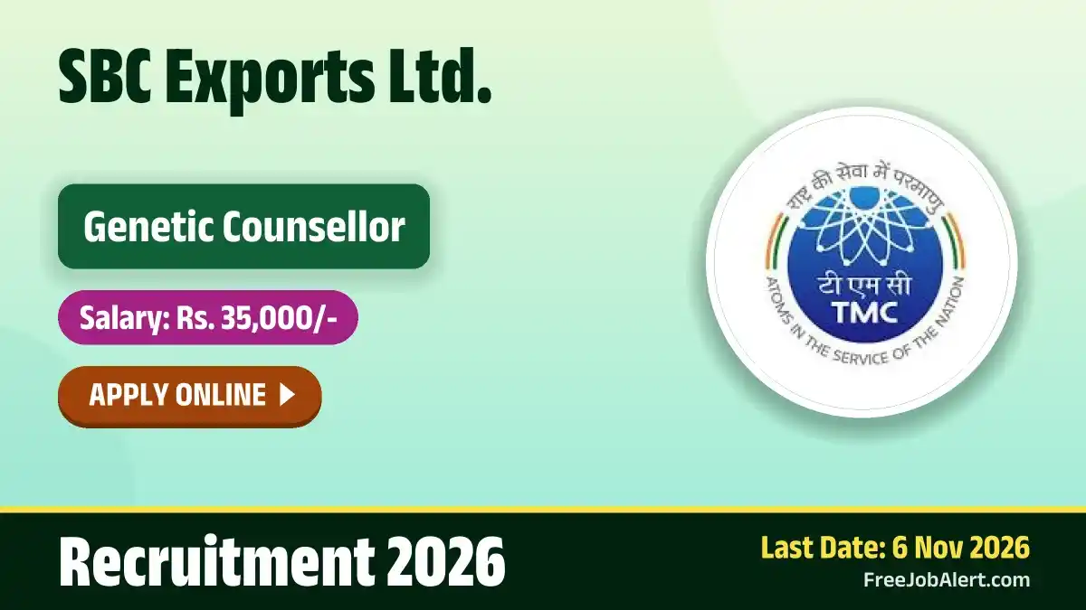 HBCH MPMMCC Genetic Counsellor Recruitment 2026 – Apply Online