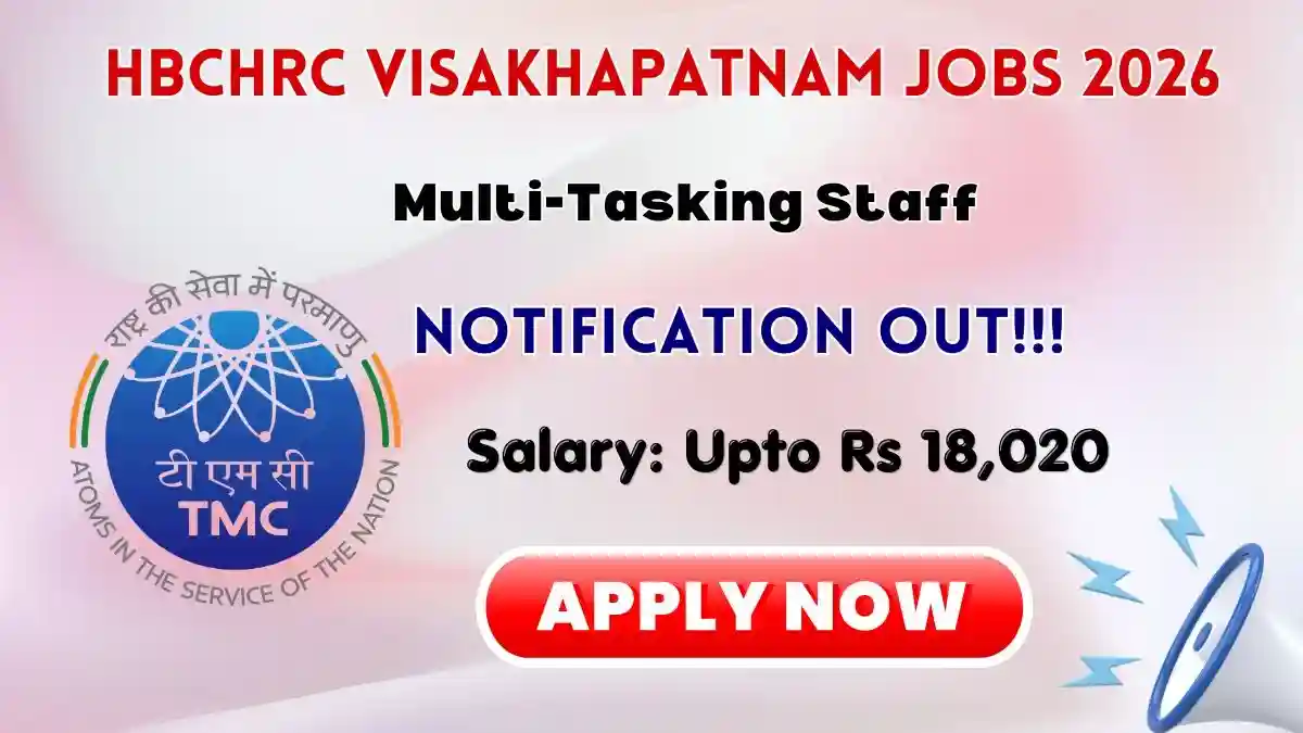 HBCHRC Visakhapatnam MTS Recruitment 2026 – Walk in