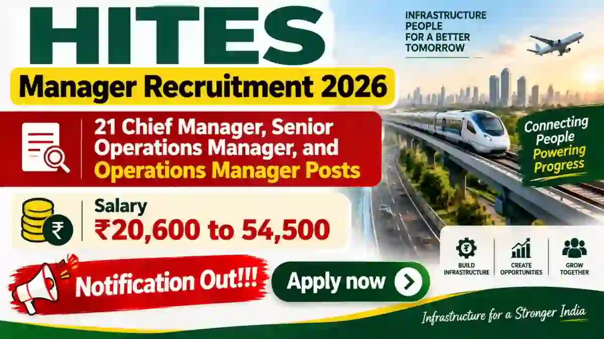 HITES Manager Recruitment 2026 - Apply Online for 21 Chief Manager, Senior Operations Manager, and Operations Manager Posts