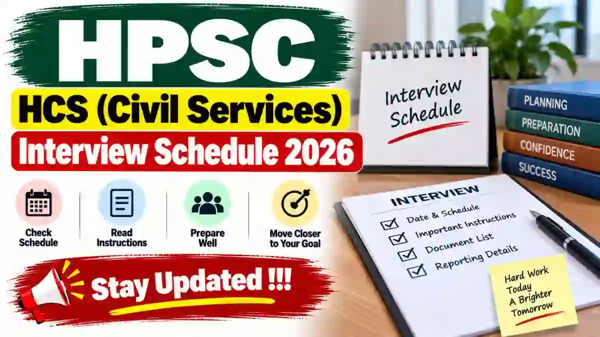HPSC HCS Interview Schedule 2026 - Check Dates, Download Link & Details at hpsc.gov.in HPSC HCS Interview Schedule 2026 - Check Dates, Download Link & Details at hpsc.gov.in