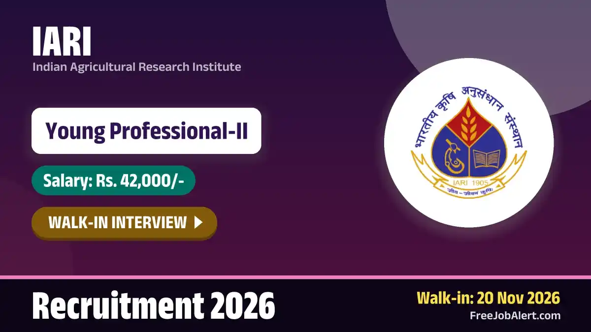 IARI Young Professional II Recruitment 2026 – Walkin