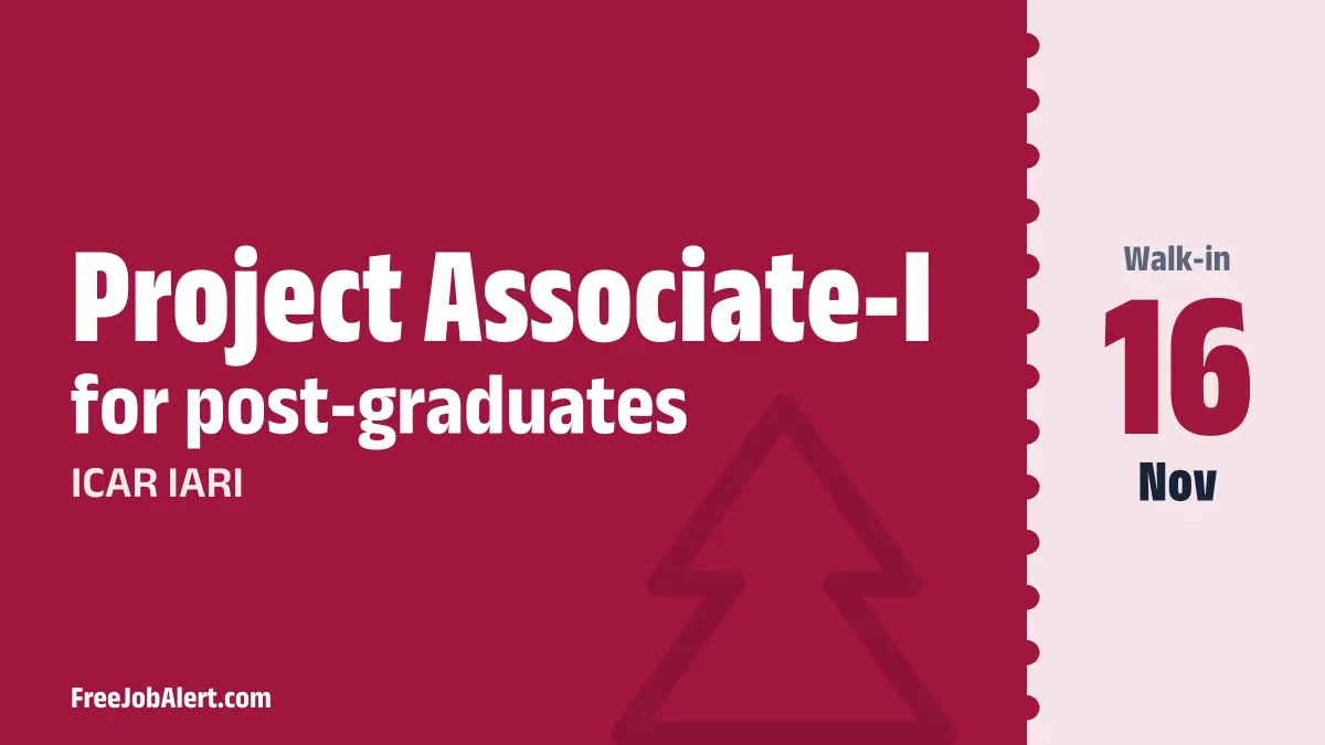 ICAR IARI Project Associate I Recruitment 2026 – Walkin
