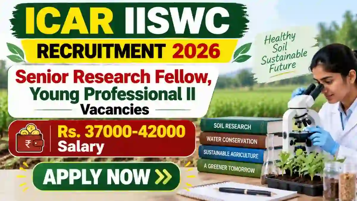 ICAR IISWC Recruitment 2026 - Walkin for Senior Research Fellow, Young Professional II Posts