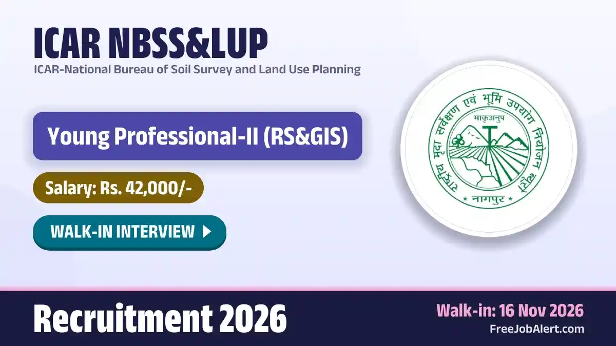 ICAR NBSS&LUP Young Professional II Recruitment 2026 – Walkin