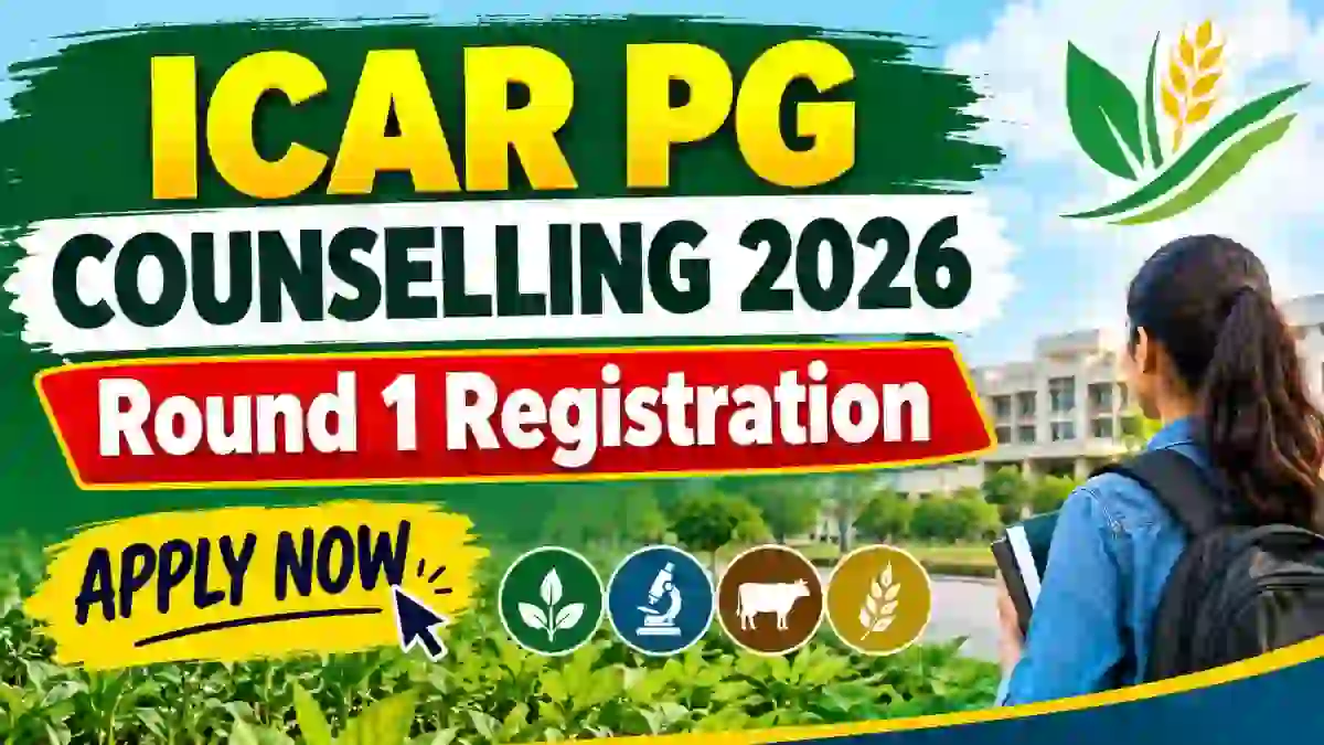 ICAR PG Counselling 2026 Round 1 Registration - Check Status Online at icarcounseling.com ICAR PG Counselling 2026 Round 1 Registration - Check Status Online at icarcounseling.com