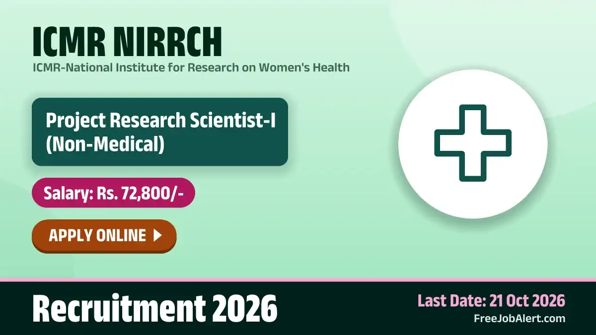 ICMR NIRRCH Project Research Scientist I Recruitment 2026 – Apply Online